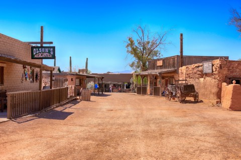 Main Street at the Old Tucson Film Studios amusement park in Arizona