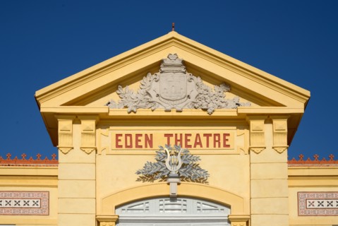 Facade of the Historic Eden Theatre or Eden Theater, one of the world's earliest cinema or movie theatre, La Ciotat, Provence, France