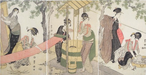 'Women Washing and Stretching Cloth' by Utagawa Toyokuni I, ca. 1795
