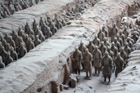 November 1, 2018 - Xi'An, Xi'an, China - XiÃ¢â‚¬â„¢an, CHINA-The Terracotta Army is a collection of terracotta sculptures depicting the armies of Qin Shi Huang, the first Emperor of China. It is a for...