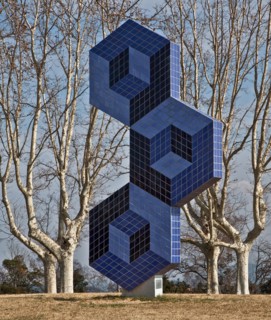 Frankr Aix-en-Provence VASARELY-Museum 60219 Keramik-Stele mit raumillustionistischer Wirkung 1978 von Victor Vasarely ca 10  m hoch