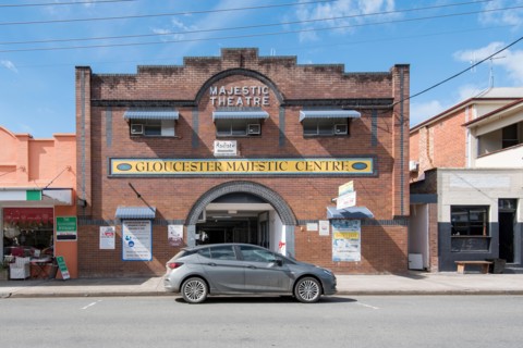 The Majestic Theatre in Gloucester NSW opened in 1926 and operated as a cinema until 1980. It has since been converted to a shopping mall.