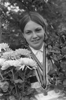 Revanches World Cycling Championships in the Olympic Stadium  Keetie Hage, world champion on the road (women), will be honoured Date: September 2, 1968 Location: Amsterdam, Noord-Holland Keywords: tri...