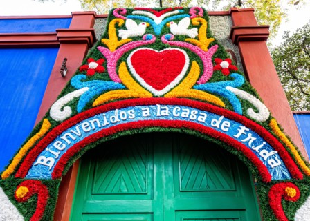 The entrance to the Blue House (Casa Azul), the home of Frida Kahlo for most of her life, in Coyoacan, Mexico.