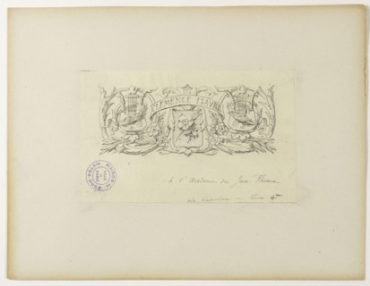 At the Academy of Floral Games Paul-Henri Regereau, peintre français. A l'Académie des Jeux Floraux. Crayon et encre sur papier. 1885. Paris, Maison de Victor Hugo.