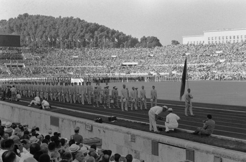 Olympic Games at Rome. Opening. Entry of the athletes into the Olympic Stadium. The joint German team, August 25, 1960, athletes, openings, The Netherlands, 20th century press agency photo, news to re...
