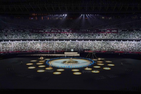 TOKYO, JAPAN - AUGUST 24: General overview during the Opening Ceremony of the Tokyo 2020 Paralympic Games at the Olympic Stadium on August 24, 2021 in Tokyo, Japan (Photo by Ilse Schaffers/Orange Pict...