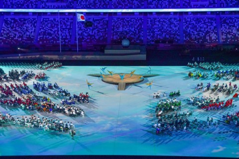 TOKYO, JAPAN - AUGUST 24: General overview during the Opening Ceremony of the Tokyo 2020 Paralympic Games at the Olympic Stadium on August 24, 2021 in Tokyo, Japan (Photo by Ilse Schaffers/Orange Pict...
