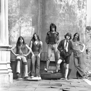 Australian rock band AC/DC at Shepperton Studio's UK 1976