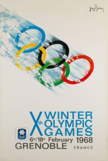 Vintage1968 Winter Olympic Games poster - 
Grenoble, Xth Olympic Winter Games, Grenoble 1968
By Jean BRIAN