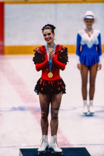 Katarina Witt (GDR) Gold medalist and Olympic Champion in the Ladies Figure Skating at the 1988 Olympic Winter Games.