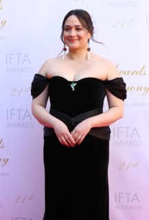 Dublin, Ireland. 20th April 2024.  Actor Lily Gladstone arriving on the red carpet at the Irish Film and Television Awards (IFTA), Dublin Royal Convention Centre. Credit: Doreen Kennedy/Alamy Live New...