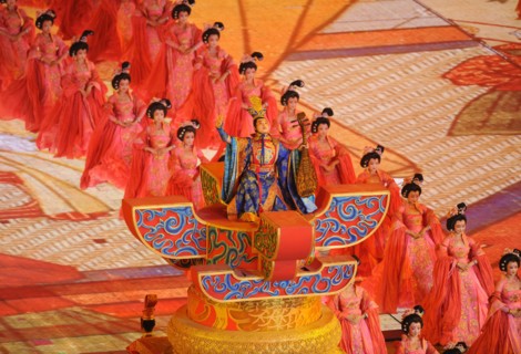 Chinese performers during the Opening Ceremony of the Beijing 2008 Olympic Games at the National Stadium, known as Bird's Nest, Beijing, China, 08 August 2008. Photo: Peer Grimm ###dpa###