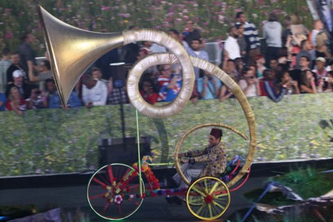 Artists perform during the Opening Ceremony of the London 2012 Olympic Games, London, Britain, 27 July 2012. The 2012 Summer Olympic Games will be held in London from 27 July to 12 August 2012. Photo:...