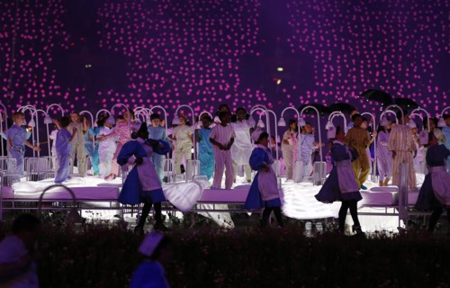 Artists perform during the Opening Ceremony of the London 2012 Olympic Games, London, Britain, 27 July 2012. The 2012 Summer Olympic Games will be held in London from 27 July to 12 August 2012. Photo:...