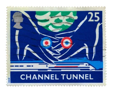 UK postage stamp commemorating the opening of the Channel Tunnel in 1994