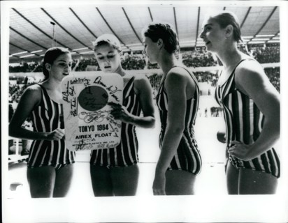 Oct. 10, 1964 - Olympic games in Tokyo. It's Wonderful to be a winner.: Members of the U.S.A.'s Women 4x100 Metres Medley Relay