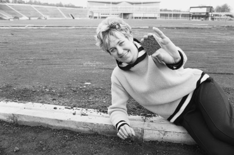 That 2.5 inch square section of track that Lillian Board is holding could help her win a gold medal in the Olympic Games in October 1968. It is the first part of the £67,000 all weather track at Cryst...