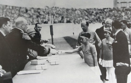 Presentation of medals by HRH Prince Hendrik of the Netherlands at the 1928 Amsterdam Olympic games