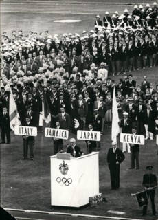 1958 - On Thursday 22, 11, 1958: the opening ceremonies of the XVI Olympic summer games begun in Melbourne, The chef of the organization of the Olympics is making his speech. © Keystone Pictures USA/Z...