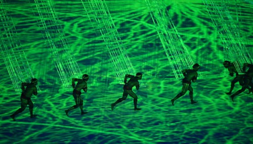 Rio. 5th Aug, 2016. Dancers perform during the opening ceremonies of the Summer Olympic Games on Friday, Aug. 5, 2016, at Maracana Stadium in Rio de Janeiro, Brazil. Credit:  Mark Reis/Colorado Spring...