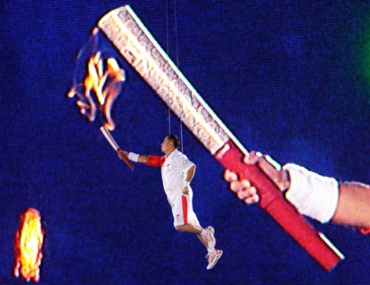 OLYMPIC TORCH OPENING CEREMONY OLYMPIC STADIUM BEIJING CHINA 08 August 2008