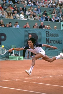 Yannick Noah at the 1983 French Open at Roland Garros.
