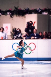 Kristi Yamaguchi (USA) competing at the 1992 Olympic Winter Games.