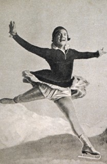 Photograph of Sonja Henie (1912 - 1969) at the 1932 Winter Olympic games. Sonja was a Norwegian figure skater and won gold in the Ladies singles.