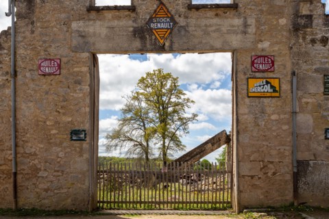 Oradour-sur-Glane, France - April 29, 2019: The ruins of the village after the massacre by the german nazi's in 1944 that destroyed it.