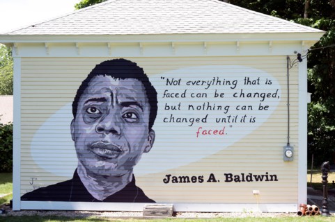 A mural painted on the side of a barn in Barnstable, Massachusetts, on Cape Cod, USA