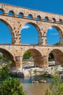 Gardon river and Pont du Gard bridge, a listed Unesco World Heritage Site, Gard (30), Occitanie region, France