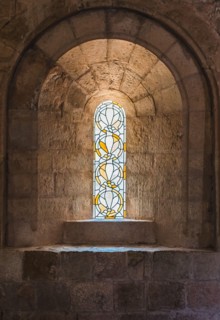 Stained glass windows in the Abbey of Thonoret in the Var in France
