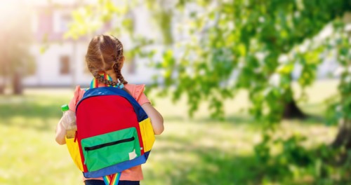 Girl going to study in primary school