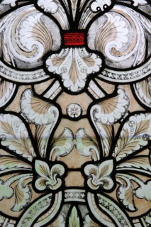 Cistercian stained glass. Decoration on the Holy Trinity Column. Heiligenkreuz Abbey. Vienna. Austria. Europe.