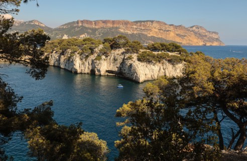 View,views,between Calanque de Port Miou,Port Miou,Port -Miou,narrow,creek,bay, and Calanque de Port-Prin,Calanque,cliffs.Marseille,Calanques of Marseille,Calanques National Park,Marseilles,Commune in...