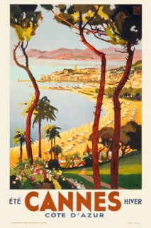 Cannes. Côte d'Azur. Été, hiver by Lucien Peri (1880-1948). Poster published in 1935 in France.