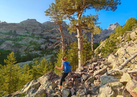 Corse (France) - Corsica is a big marine french island in Mediterranean Sea, with hights mountains. Here the Monte Cinto peak of island, 2706 meters
