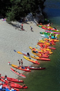 The Pont d'Arc, water activities, Vallon-Pont-d'Arc. Ardeche, France
