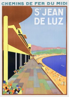 Chemins de fer du Midi. St.Jean de Luz by Louis Floutier (1882-1936). Poster published in 1928 in France.