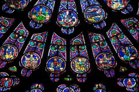 Rose window in Notre Dame de Paris cathedral, France