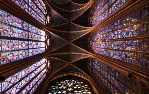 Stained glass windows of the upper chapel of Sainte Chapelle, Paris, France