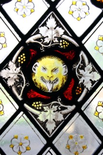 Medieval stained glass, Gloucester Cathedral, Gloucestershire, England, UK