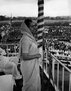 Prime Minister Indira Gandhi speaks at Brigade Parade