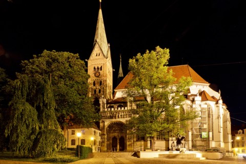 Augsburg cathedral at night, Germany, Bavaria, Augsburg