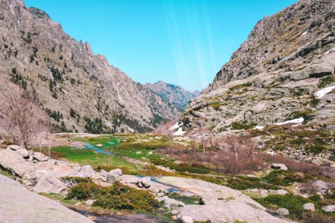 Mountains landscape in Corsica, France.