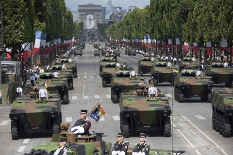 French soldiers, sailors, airmen and Marines lmarch in the annual Bastille Day military parade down the Champs-Elysees in Paris, July 14, 2017. DoD