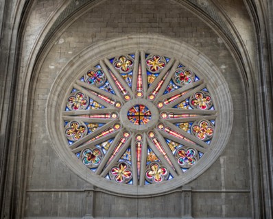 South rose window in Orléans cathedral, Centre-Val de Loire, France, Europe