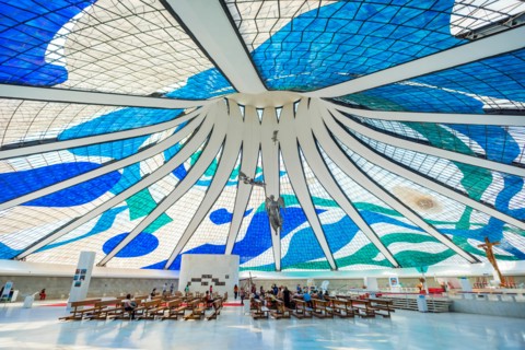 Cathedral Catedral Metropolitana Nossa Senhora Aparecida, Interior, Architect Oscar Niemeyer, Brasília, Federal District