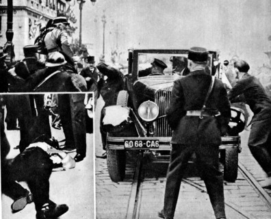 1934 - The moment of Assassination in Marseilles, France, of King Alexander of Yugoslavia (Alexander the Unifier) & M Barthou, French Minister  (The body of the Assassin, Bulgarian revolutionary Vlado...